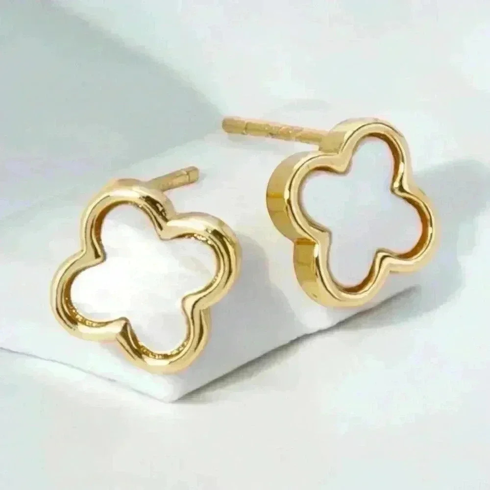 Gold Plated Quatrefoil Stud Earrings